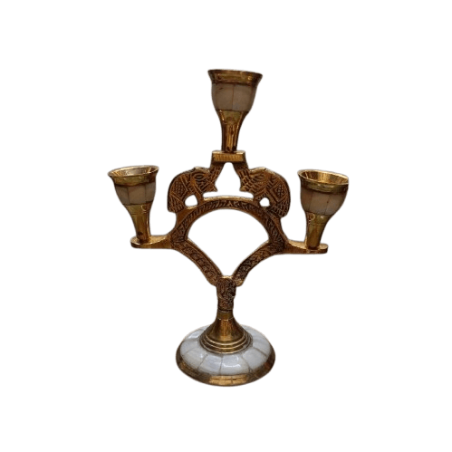 BRASS & MOP 3 STICKS CANDLEBRA HOLDER